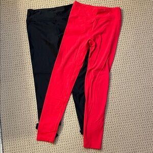 PAIR of Athleta Girl Red and Black Leggings